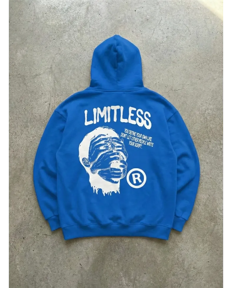 Erkek Baskılı Kapüşonlu Cepli Hoodie 3 İplik Pamuklu Sweatshirt - Saks Mavisi Somersan Giyim | Kadın, Erkek ve Çocuk Moda