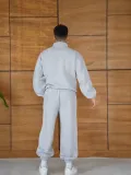 Erkek Premium Parçalı Eşofman Takım - Dik Yaka Fermuarlı Biyeli Sweatshirt Lastik - Gri