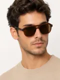 Erkek Retro Tasarım Kahverengi Çerçeveli Kahverengi Camlı Güneş Gözlüğü