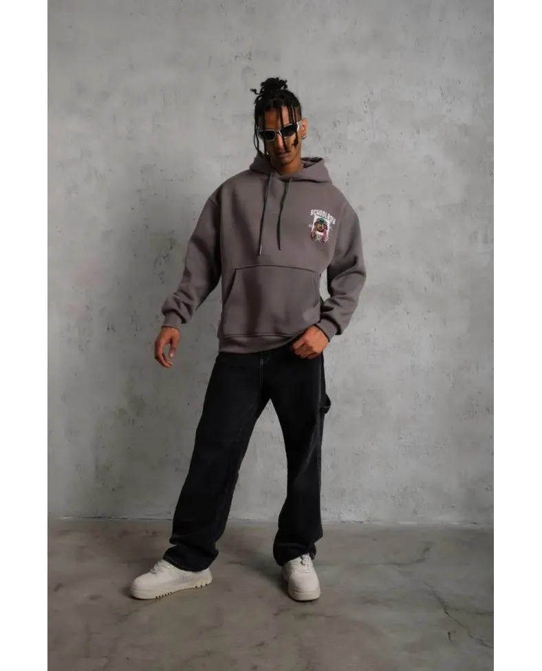 Erkek SCHOOL BOY Baskılı Kapüşonlu Sweat - Gri