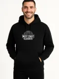 Erkek Kapşonlu Sweatshirt Oversize Üç İplik Şardonlu West Coast Classics Ön Arka - Siyah
