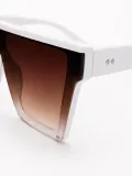 Erkek UV400 Güneş Gözlüğü Beyaz Çerçeveli Kahverengi Degrade Cam Kare Tasarım