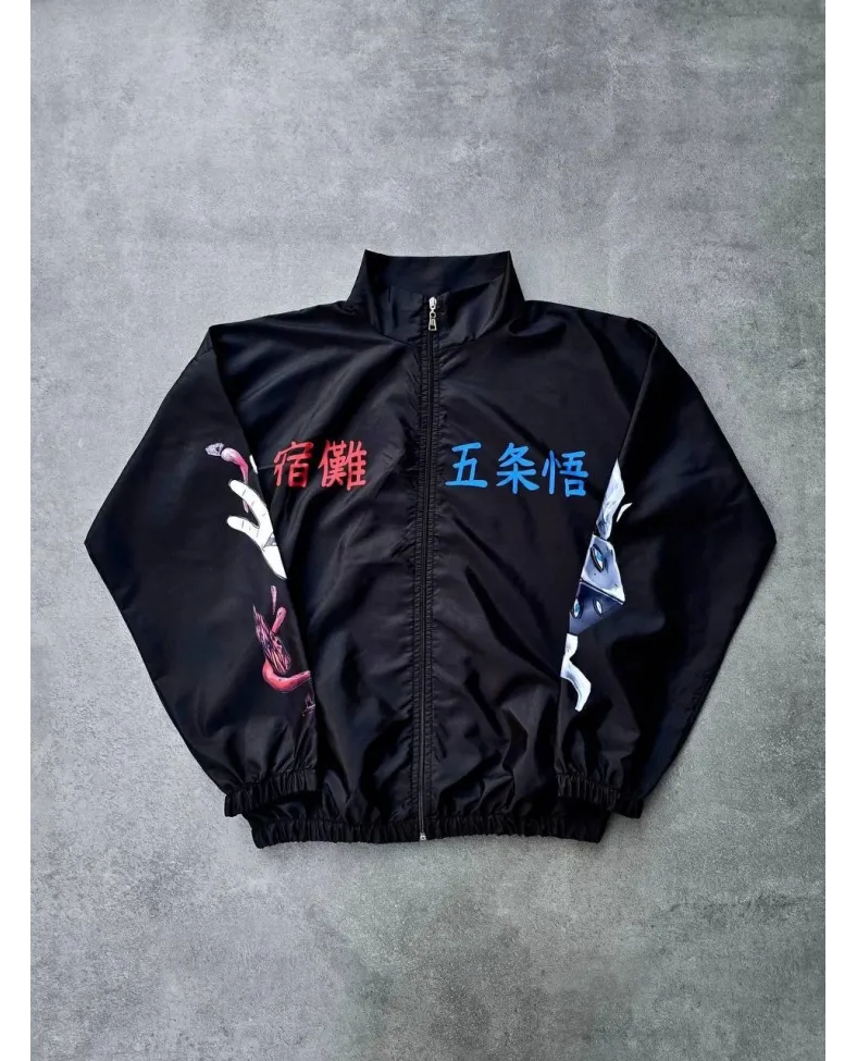 Fermuarlı Dijital Baskılı Rüzgarlık - Siyah