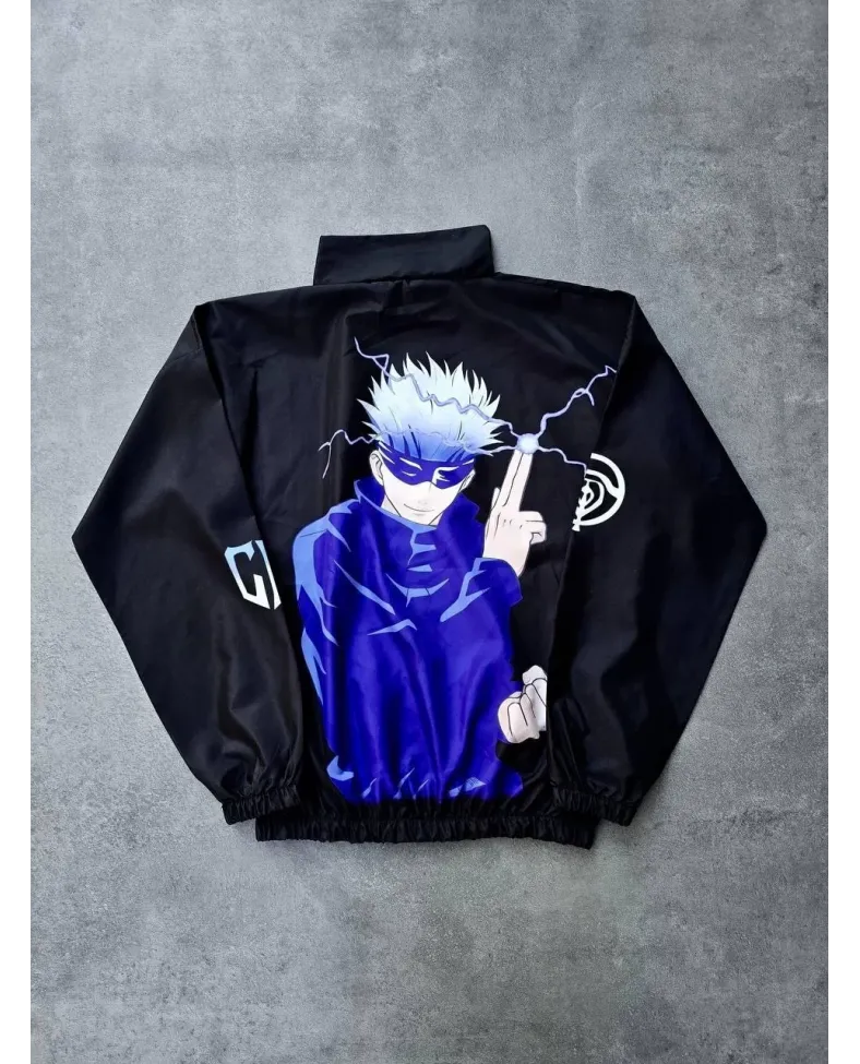 Fermuarlı Dijital Baskılı Rüzgarlık - Siyah