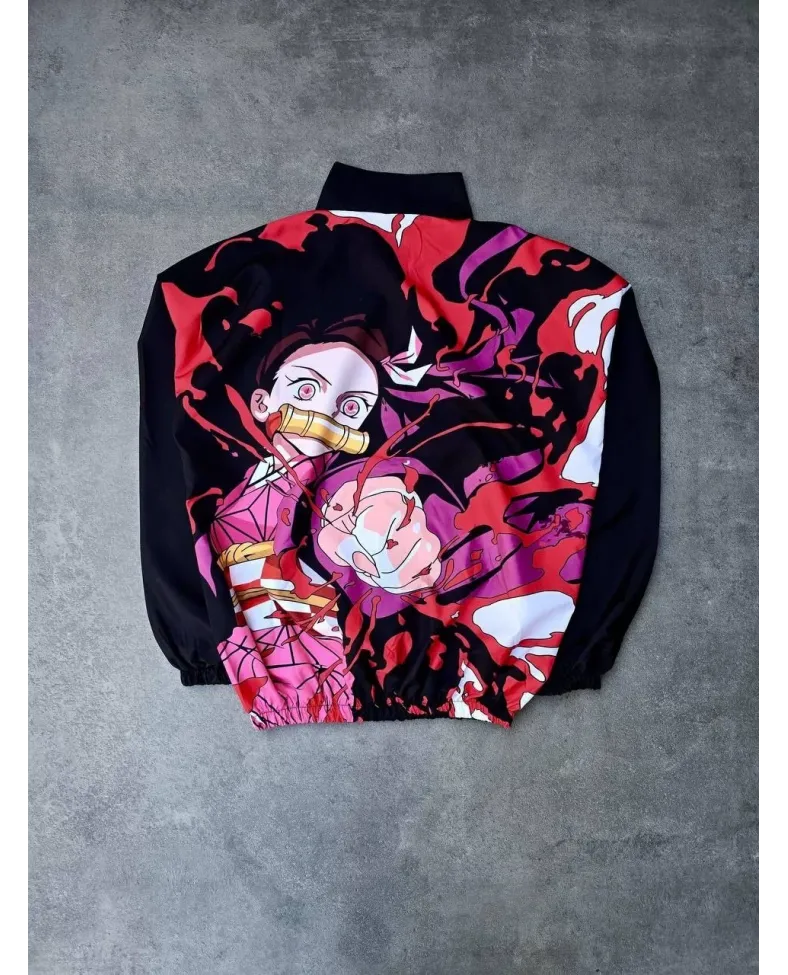 Fermuarlı Dijital Baskılı Rüzgarlık - Siyah