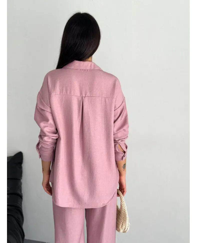 Gömlek Pantolon ikili Takım - Toz Pembe