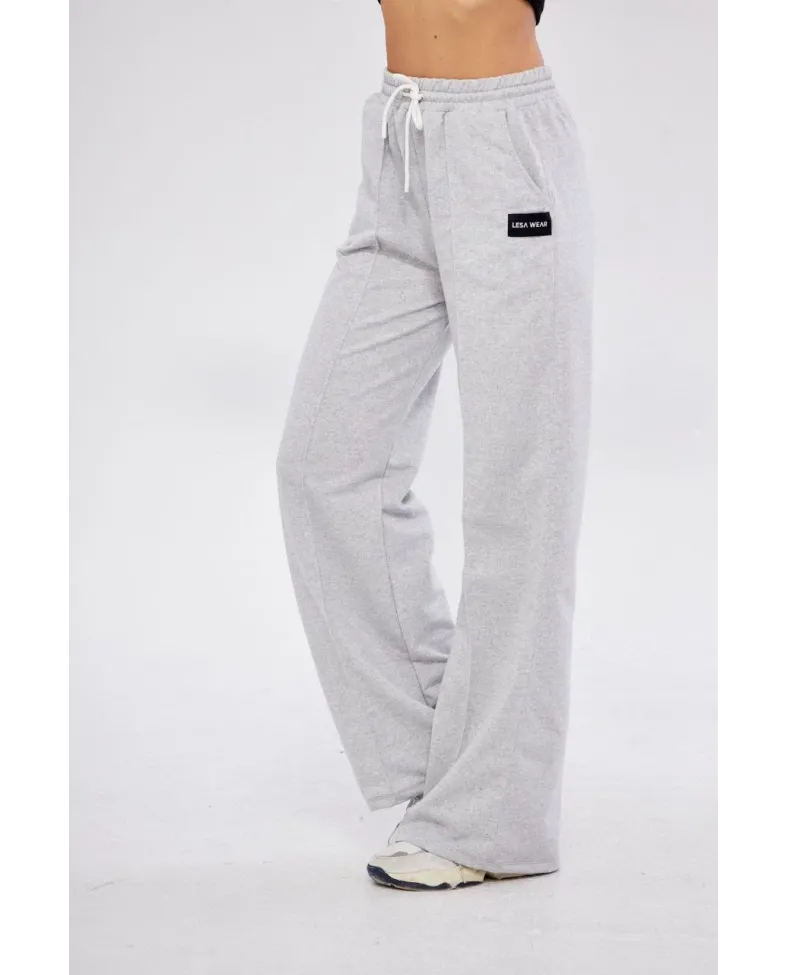 İki iplik Bol Paça Eşofman Pantalon - Gri