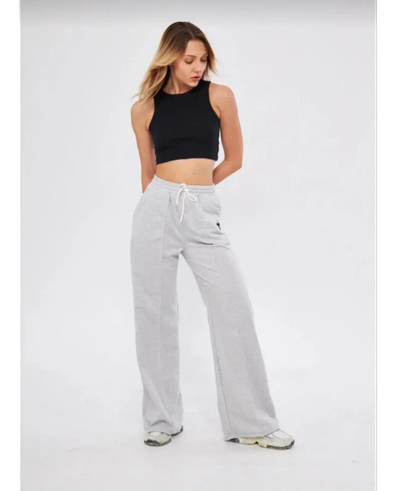 İki iplik Bol Paça Eşofman Pantalon - Gri