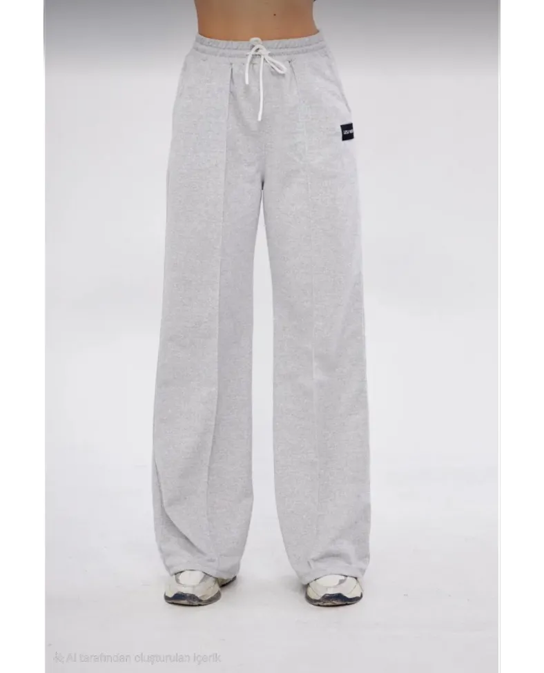 İki iplik Bol Paça Eşofman Pantalon - Gri