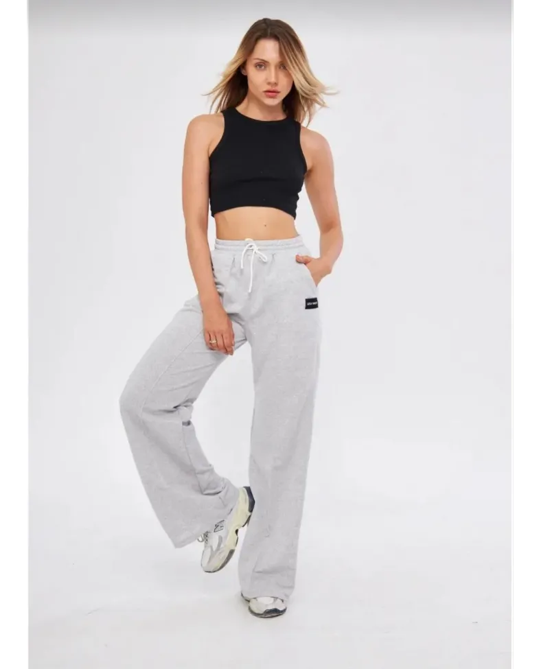 İki iplik Bol Paça Eşofman Pantalon - Gri