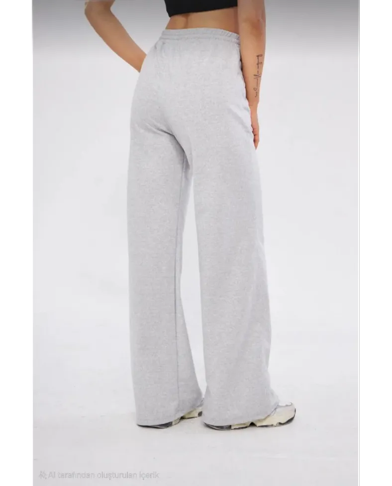 İki iplik Bol Paça Eşofman Pantalon - Gri