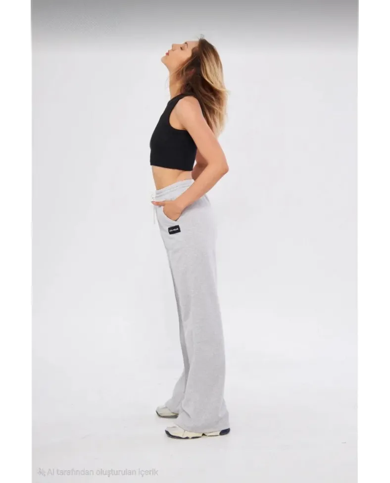 İki iplik Bol Paça Eşofman Pantalon - Gri