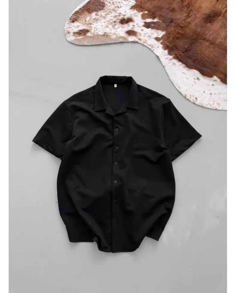 İki İplik Kumaş Gömlek - Siyah