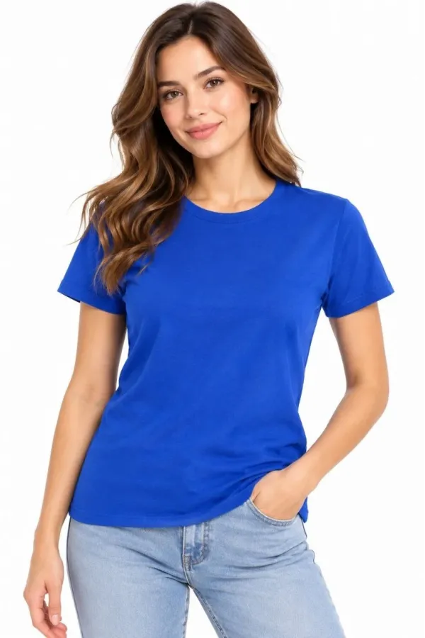 Kadın Basic Tişört Bisiklet Yaka Kısa Kol Günlük Yazlık Slim fit T-Shirt