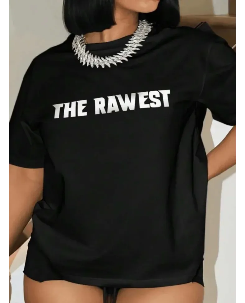 Kadın Baskılı Oversize T-shirt - Siyah