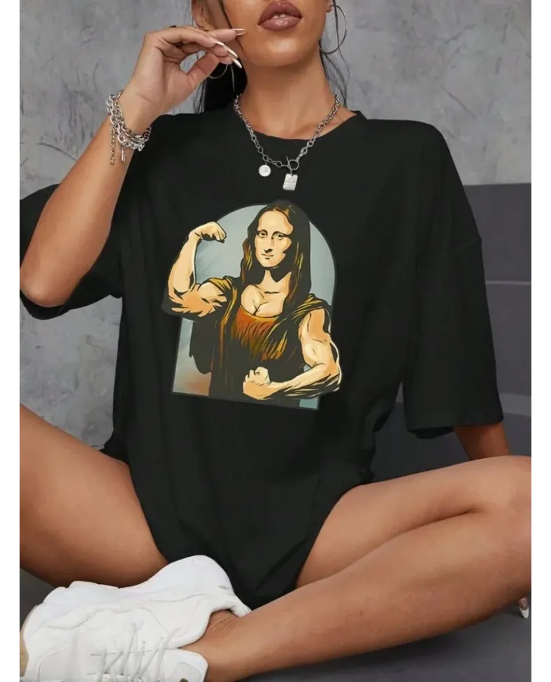 Kadın Baskılı Oversize T-shirt - Siyah