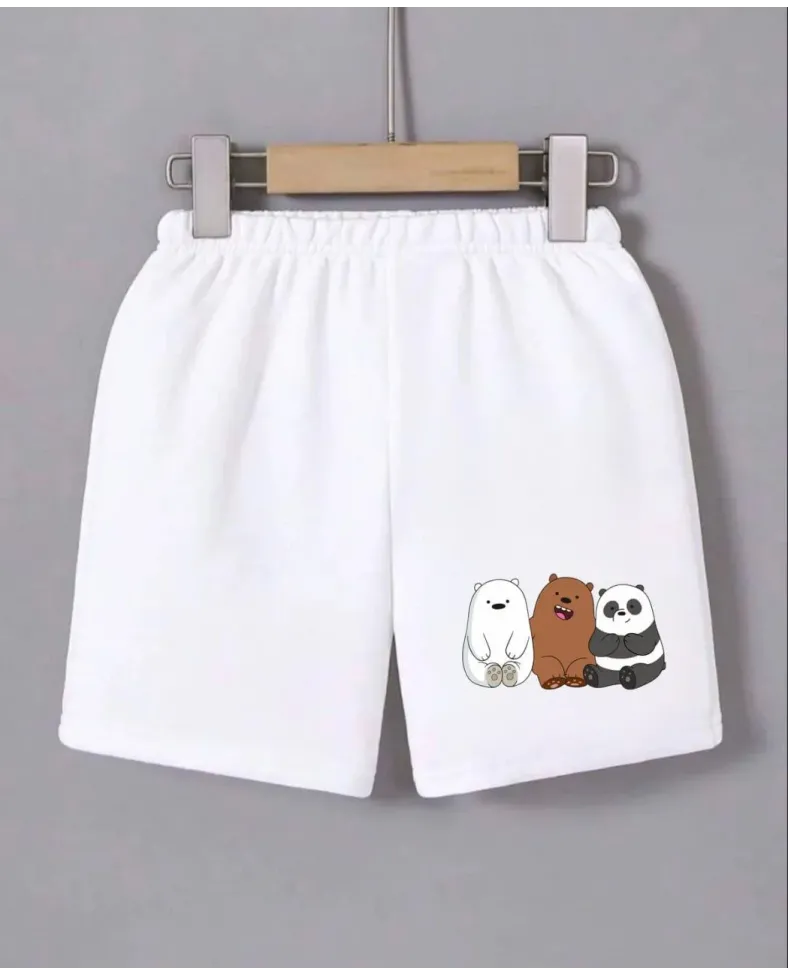 Kadın Beli Lastikli Baskılı Mini Şort - Beyaz