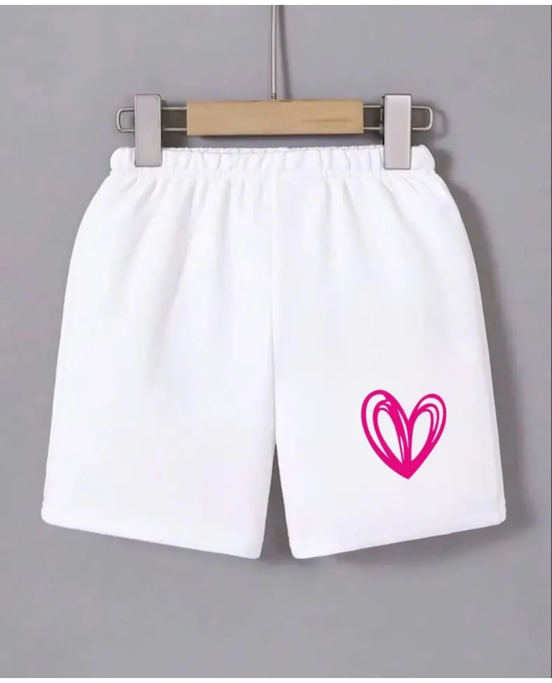 Kadın Beli Lastikli Baskılı Mini Şort - Beyaz