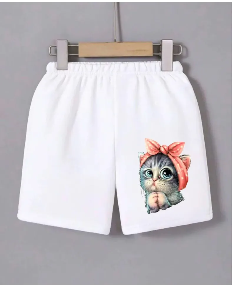 Kadın Beli Lastikli Baskılı Mini Şort - Beyaz