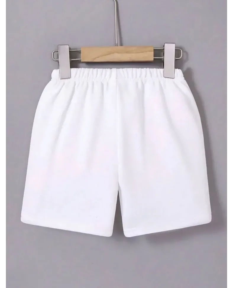 Kadın Beli Lastikli Mini Düz Şort - Beyaz