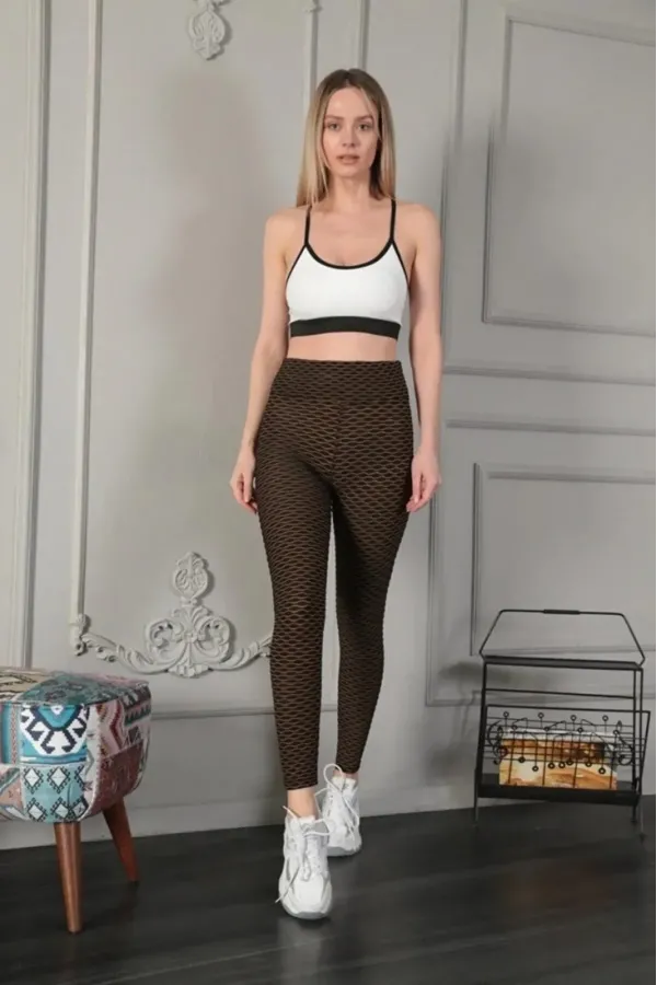 Kadın Yüksek Bel Toparlayıcı Likralı Büzgülü Tayt - Sarı