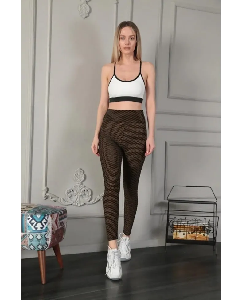 Kadın Yüksek Bel Toparlayıcı Likralı Büzgülü Tayt - Sarı