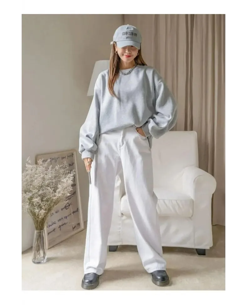 Kadın Düz Bisiklet Yaka Sweat - Gri