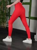 Kadın Full Likra Extra Toparlayıcı Yüksek Bel Dar Kalıp Günlük Spor Tayt - Kırmızı