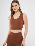 Kadın Fitilli Baskılı Crop - Kahve