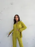 Kadın Gömlek Ve Pantolon Takım - Açık Yeşil