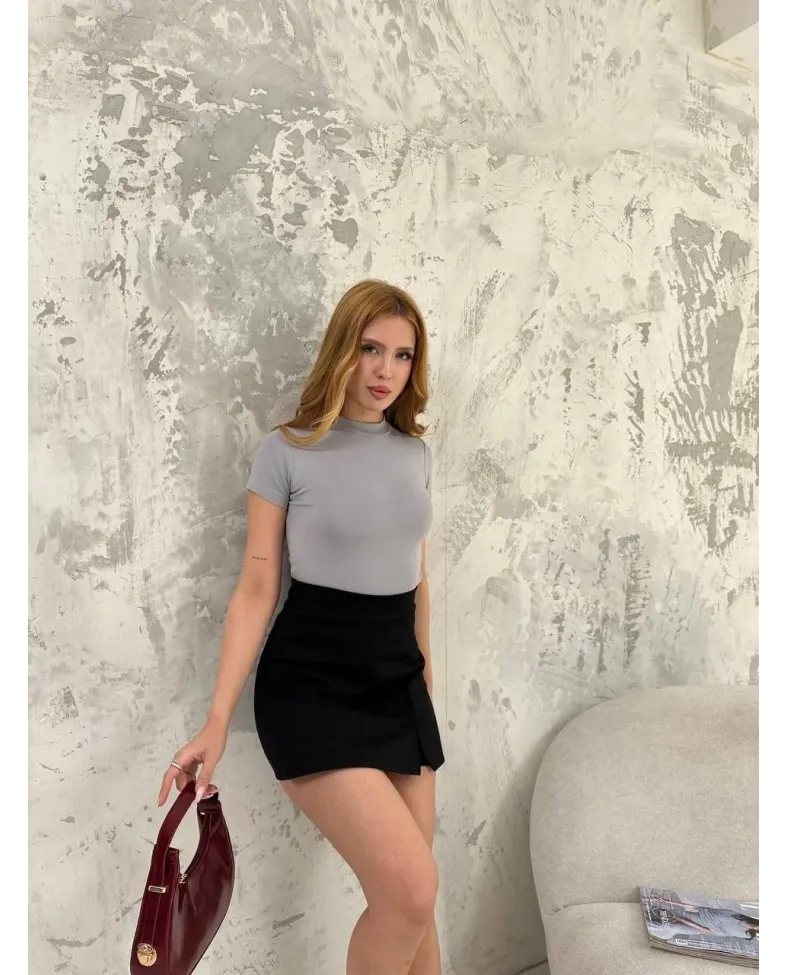 Kadın Kısa kol Badi bluz - Gri