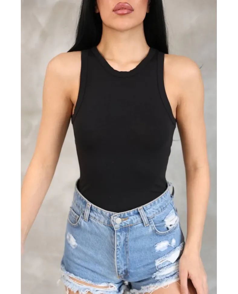 Kadın Kolsuz Badi bluz - Siyah