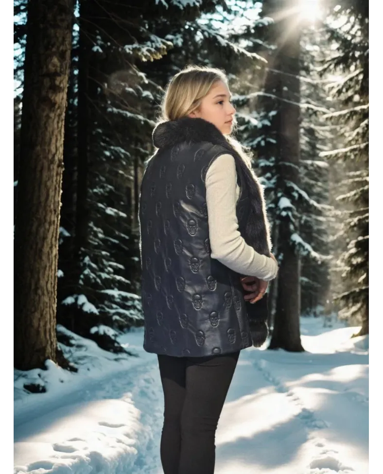 Kadın Kolsuz Fermuarlı Yelek - Lacivert