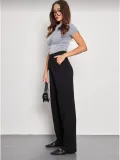 Kadin Likralı Cirt Kapama Siyah Palazzo Pantolon - Siyah