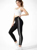 Kadın Likralı Yan Yıldız Şeritli Detaylı Tayt - Siyah
