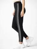 Kadın Likralı Yan Yıldız Şeritli Detaylı Tayt - Siyah