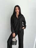 Kadın Nakışlı Uzun Kollu Gömlek - Siyah