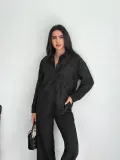 Kadın Nakışlı Uzun Kollu Gömlek - Siyah