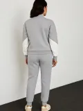 Kadın Premium Parçalı Eşofman Takım - Dik Yaka Fermuarlı Sweatshirt - Gri