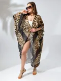 Kadın Rahat Kesim Şifon Kimono - Leopar