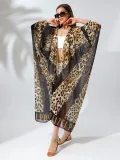 Kadın Rahat Kesim Şifon Kimono - Leopar