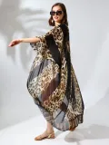 Kadın Rahat Kesim Şifon Kimono - Leopar