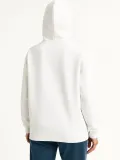 Kadın Samuray Ninja Çift Kapüşonlu Maske Detaylı Fermuarlı Kanguru Cepli Hoodie - Beyaz