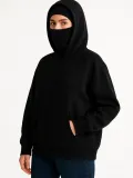 Kadın Samuray Ninja Çift Kapüşonlu Maske Detaylı 3 İplik Hoodie - Siyah Somersan Giyim | Kadın, Erkek ve Çocuk Moda