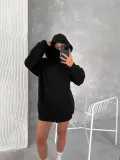 Kadın Samuray Ninja Çift Kapüşonlu Maske Detaylı 3 İplik Hoodie - Siyah Somersan Giyim | Kadın, Erkek ve Çocuk Moda