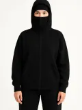 Kadın Samuray Ninja Çift Kapüşonlu Maske Detaylı 3 İplik Hoodie - Siyah Somersan Giyim | Kadın, Erkek ve Çocuk Moda