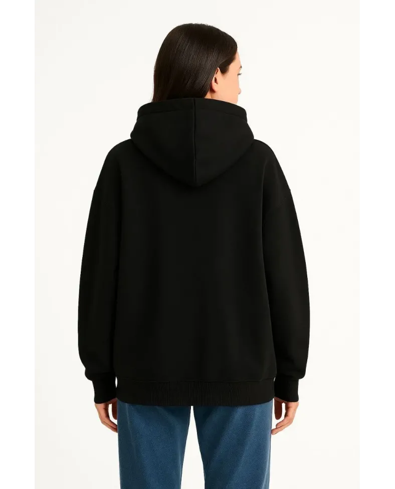 Kadın Samuray Ninja Çift Kapüşonlu Maske Detaylı 3 İplik Hoodie - Siyah Somersan Giyim | Kadın, Erkek ve Çocuk Moda