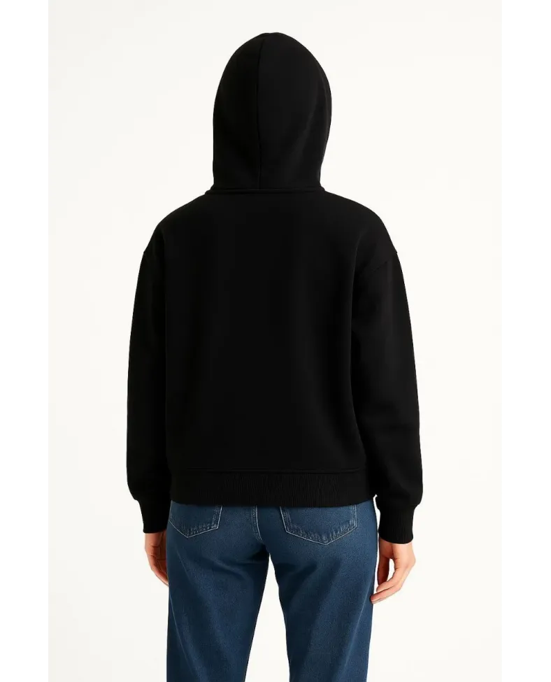 Kadın Samuray Ninja Çift Kapüşonlu Maske Detaylı 3 İplik Hoodie - Siyah Somersan Giyim | Kadın, Erkek ve Çocuk Moda