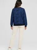 Kadın Siyah Mavi Yazı Desenli İki İplik Şardonlu Sweatshirt