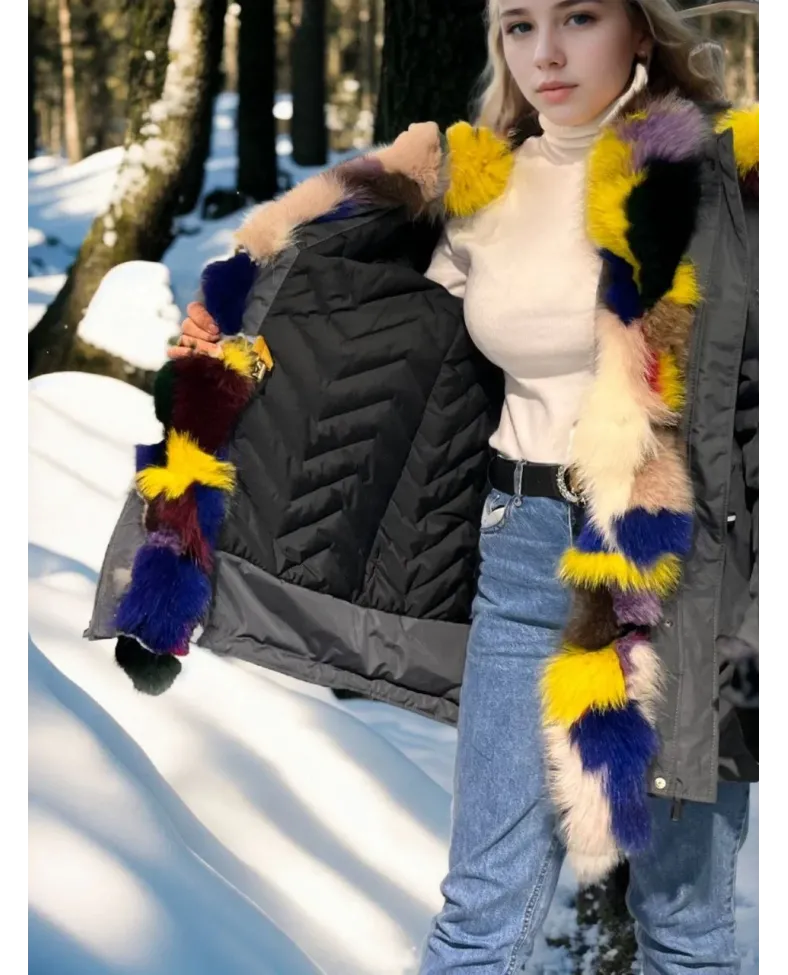 Kadın Su Geçirmez Kapüşonlu Mont - Füme